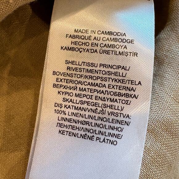 Lauren Ralph Lauren Linen Shirt Womens Large Brown Button Up Dolman Short Sleeve - Picture 5 of 8